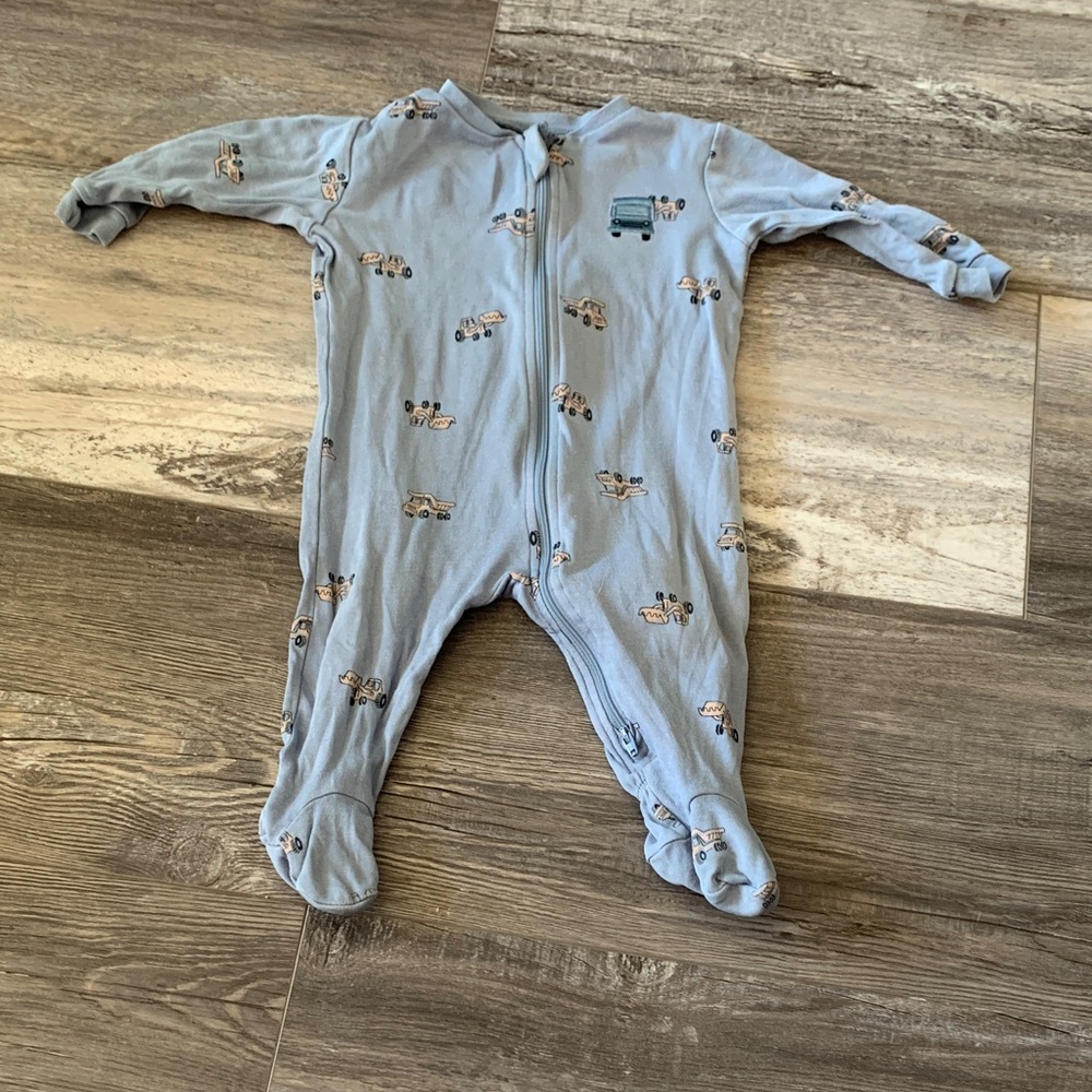 4/$25 Pekkle Blue Baby Footed One-Piece Zipper Sleepwear